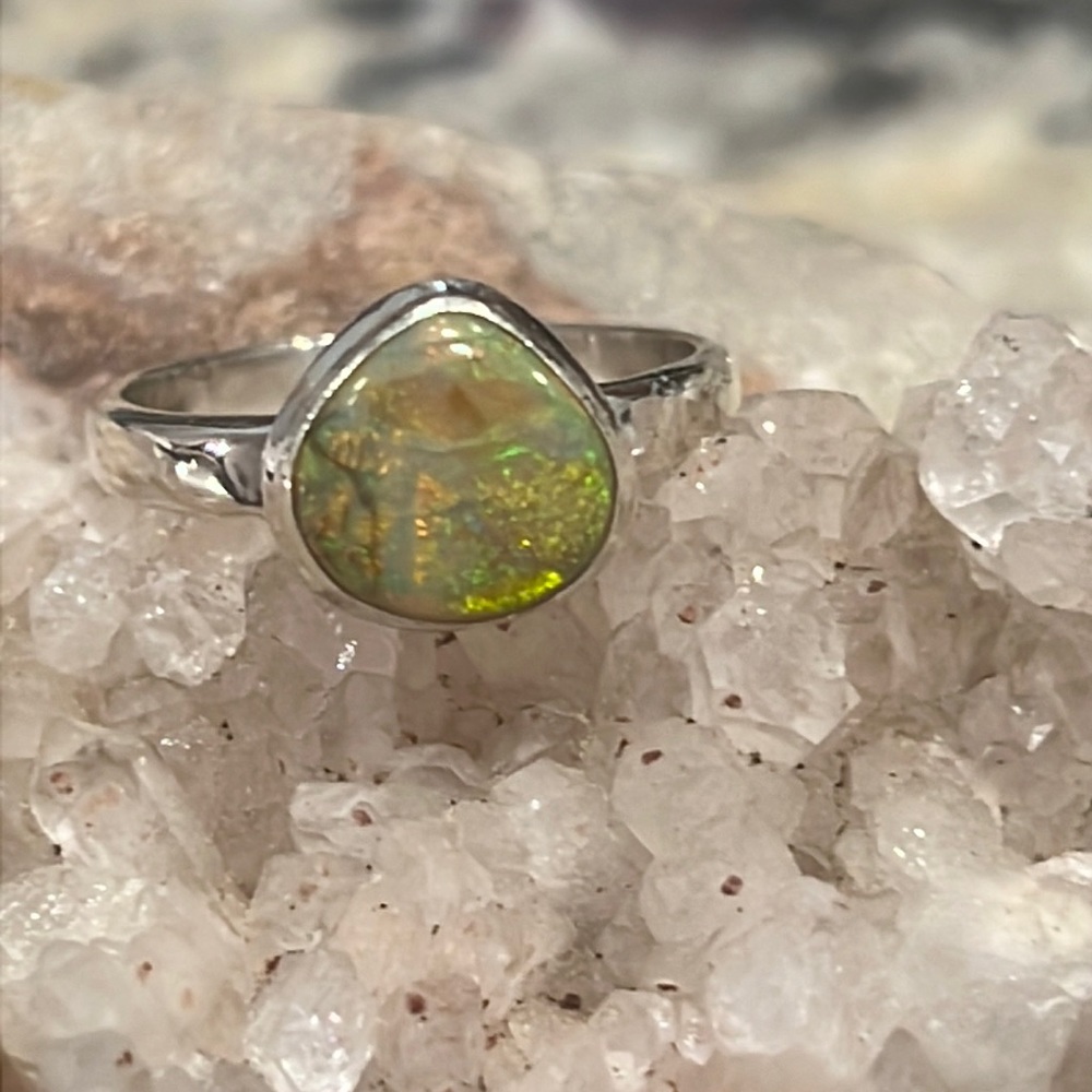 STERLING OPAL 925 STERLING SILVER RING, SIZE 7